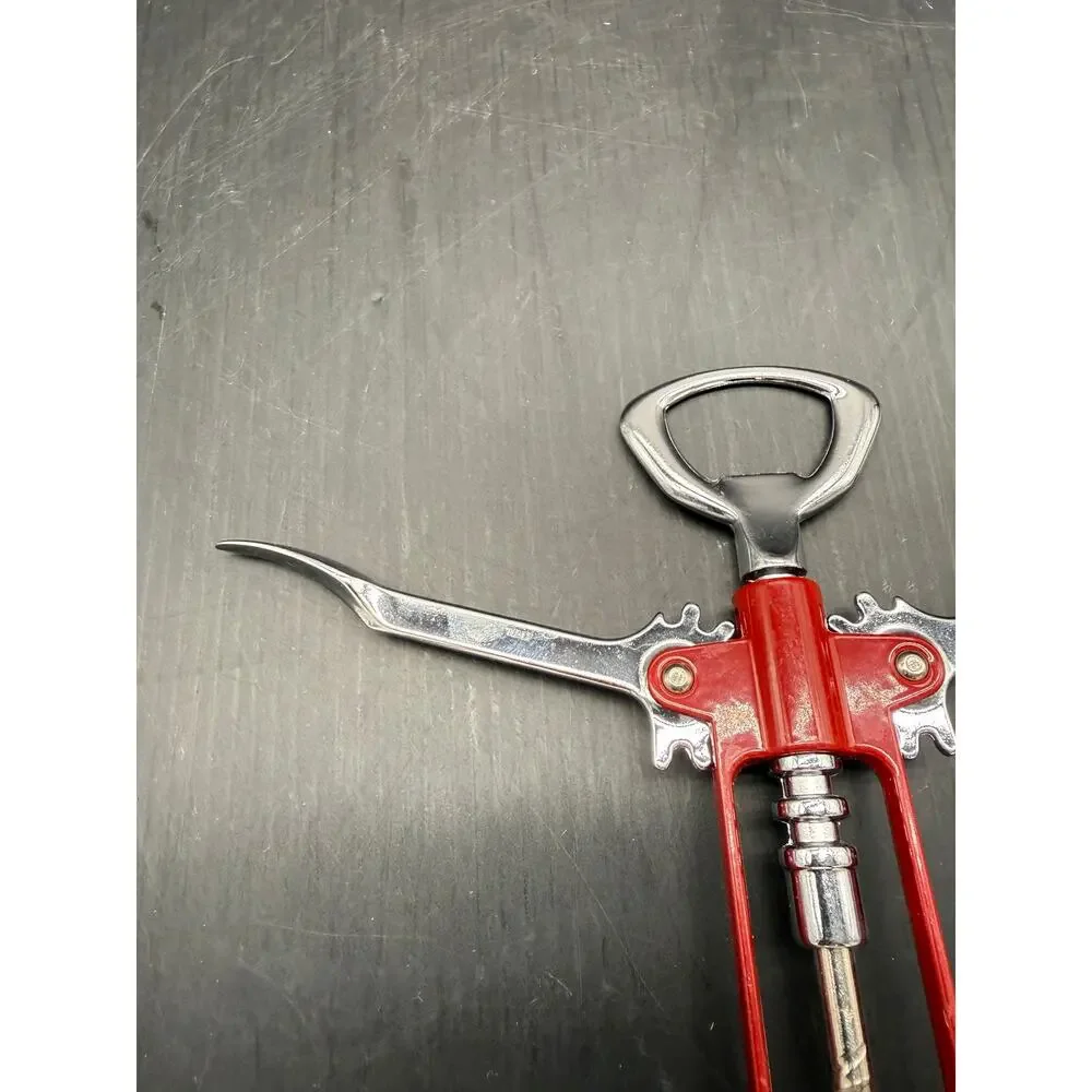 Vintage Wine Opener, Red Wing Corkscrew, Italy, Stainless Steel, MCM